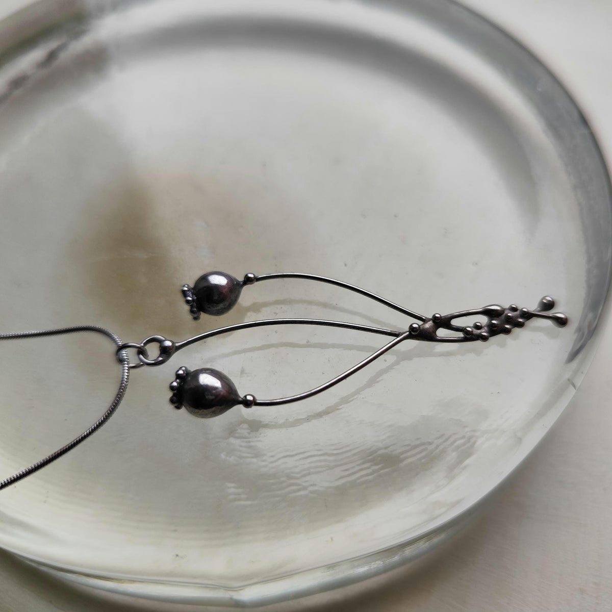 Silver Tone Poppy Seed Pod Necklace
