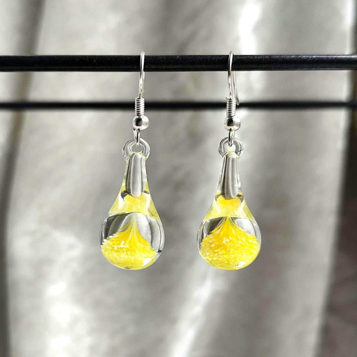 Yellow and Clear Glass Drop Earrings