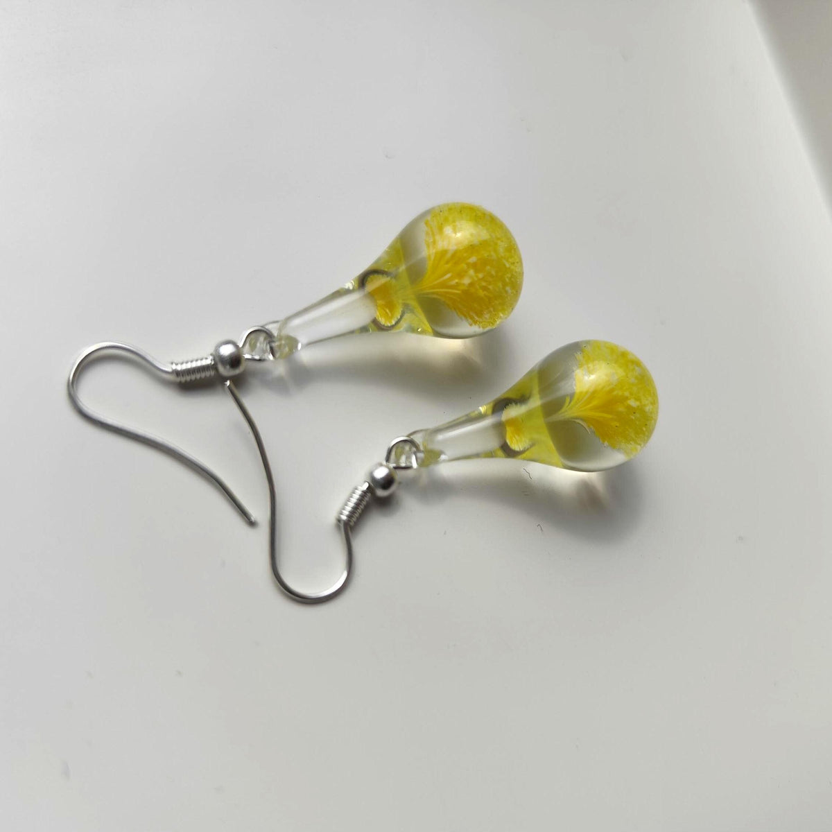 Yellow and Clear Glass Drop Earrings