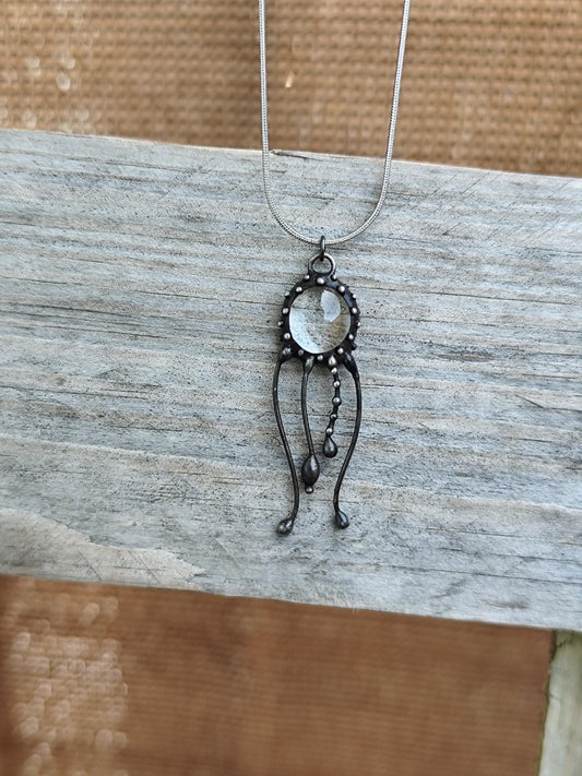 Clear Glass Jellyfish Necklace – Blackened Copper