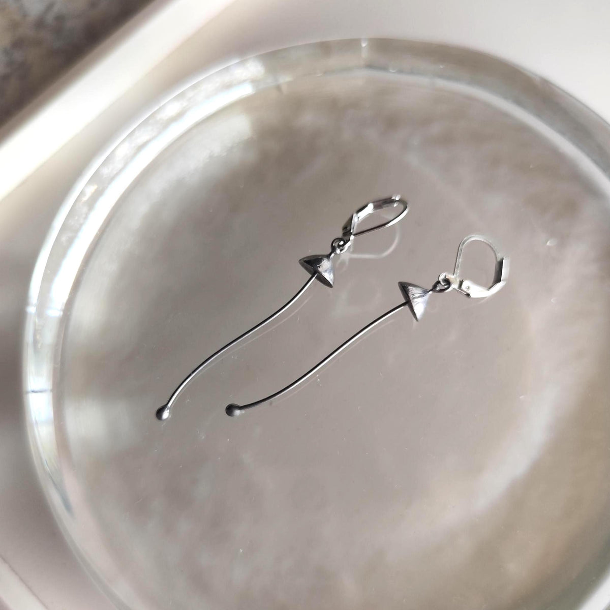 Silver Tone Mushroom Dangle Earrings – Copper & Pewter Forest