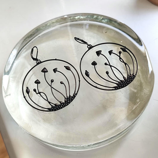 Large Mushroom Hoop Earrings – Copper & Pewter