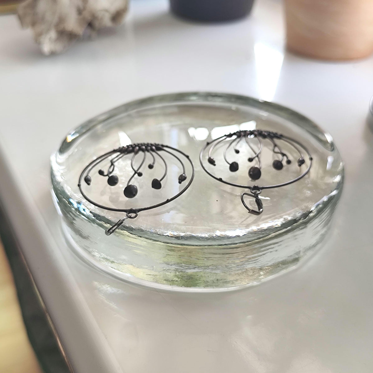 Large Mushroom Hoop Earrings – Copper & Pewter