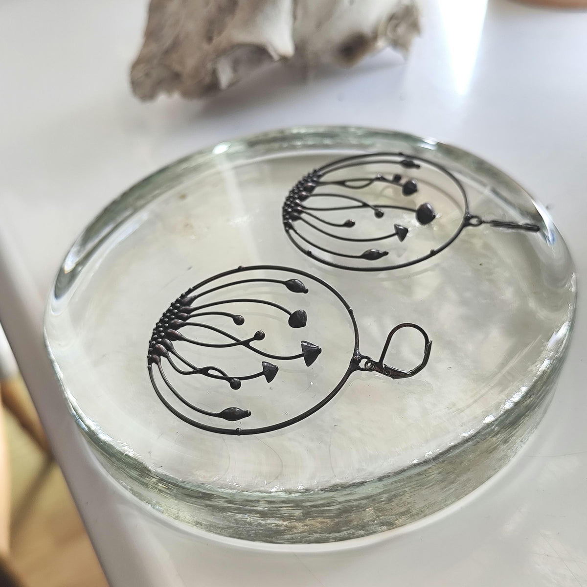 Large Mushroom Hoop Earrings – Copper & Pewter